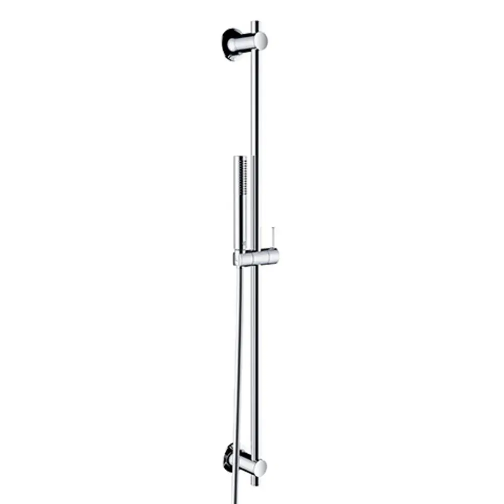 Brause-Set in Chrom mit vertikalem Halter, flexibler Handbrause und Schlauch. Kludi-Design geeignet für die Wandmontage in Badezimmern.